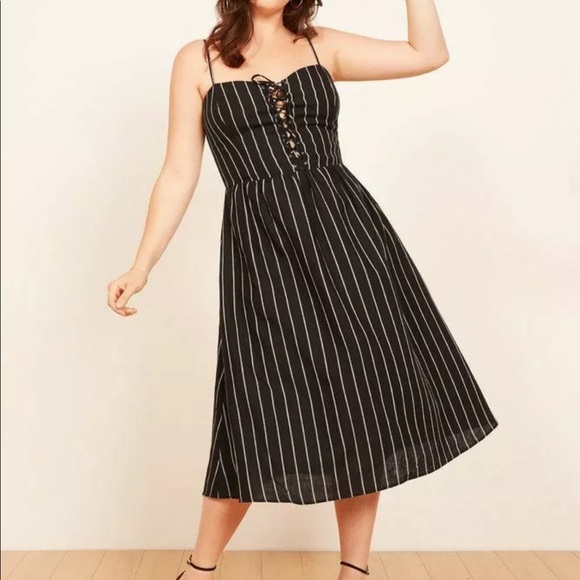 Reformation Serena Luciano stripe linen midi dress size 4